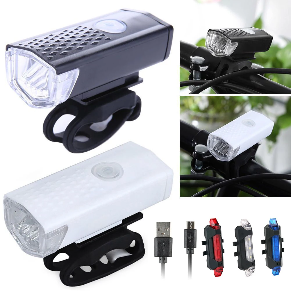 

Светодиодный передний фонарь, задний фонарь, водонепроницаемый фонарь, велосипедная сигнальная лампа, 300 люмен, зарядка через USB, фонарь для ...