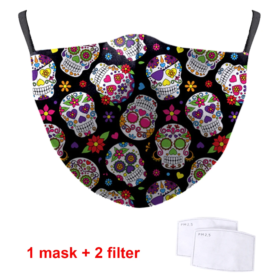 

Skull Cartoon 3D Adult Washable Face Masks PM2.5 Activated Carbon Filter Paper Breathable Anti Haze Male Comfortable Mascarillas
