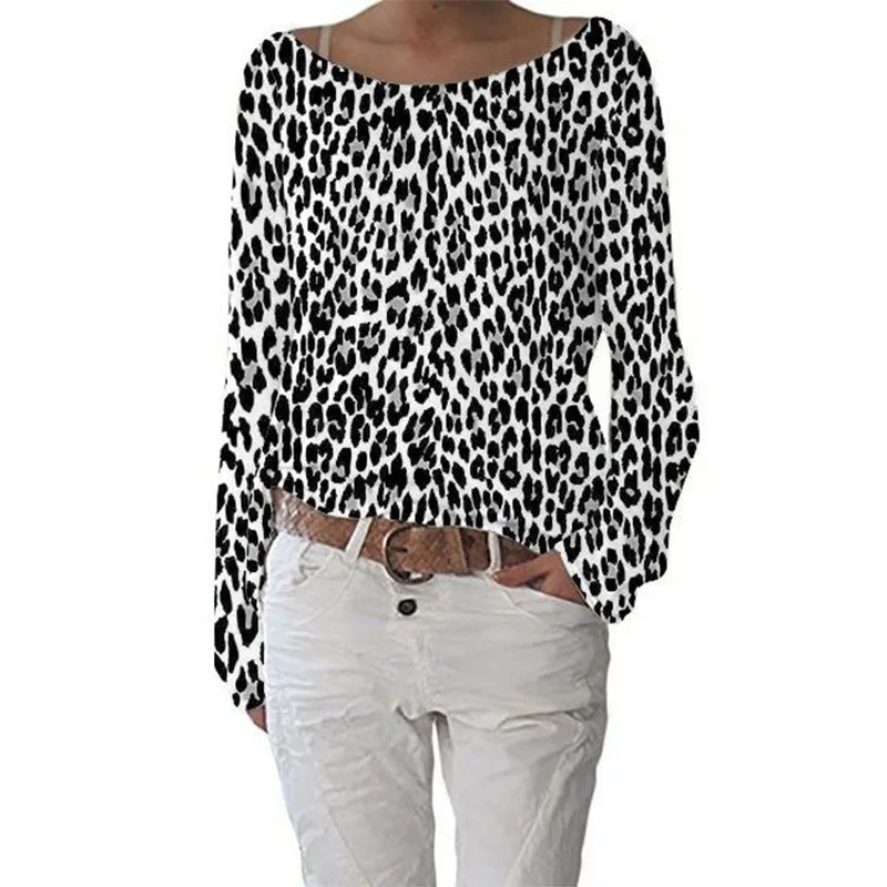 

Женские футболки с длинным рукавом, Осенние Топы с леопардовым принтом, одежда для женщин, эстетичные футболки для 2020, модная женская одежда