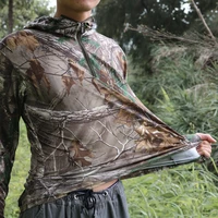 summer quick dry sun protective fishing clothes outdoor hunting bird watch bionic camo shirt mens stretch breathable hooded tops
