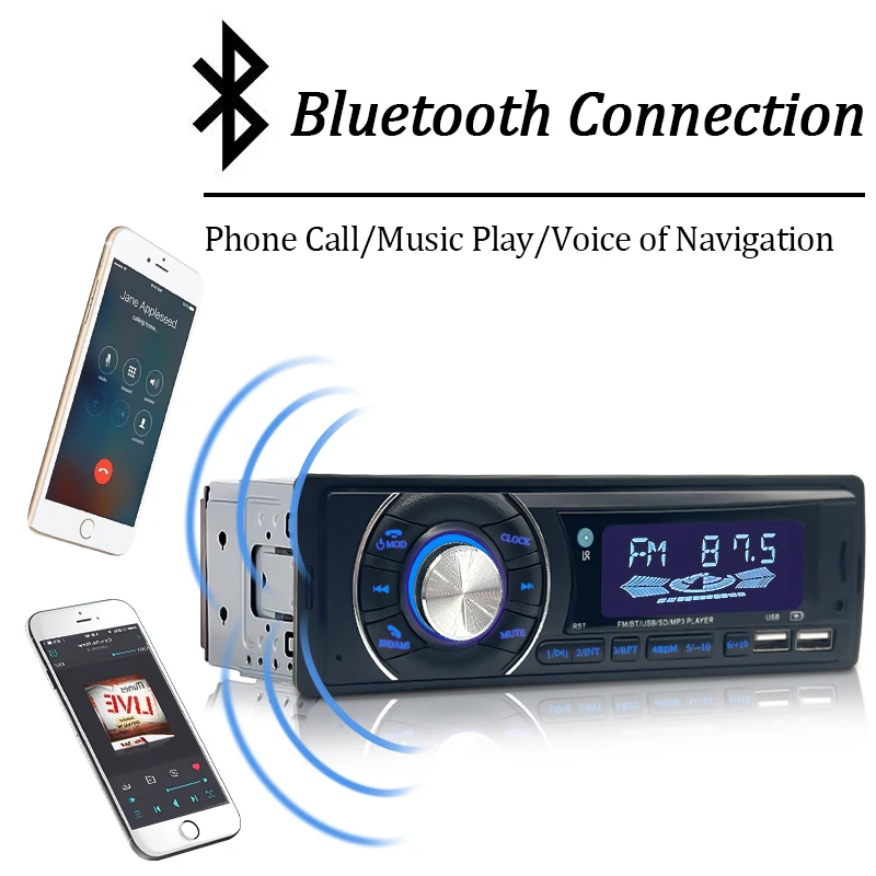 Hippcron Автомагнитола стерео приемник 1 DIN FM Bluetooth MP3 аудио плеер сотовый телефон