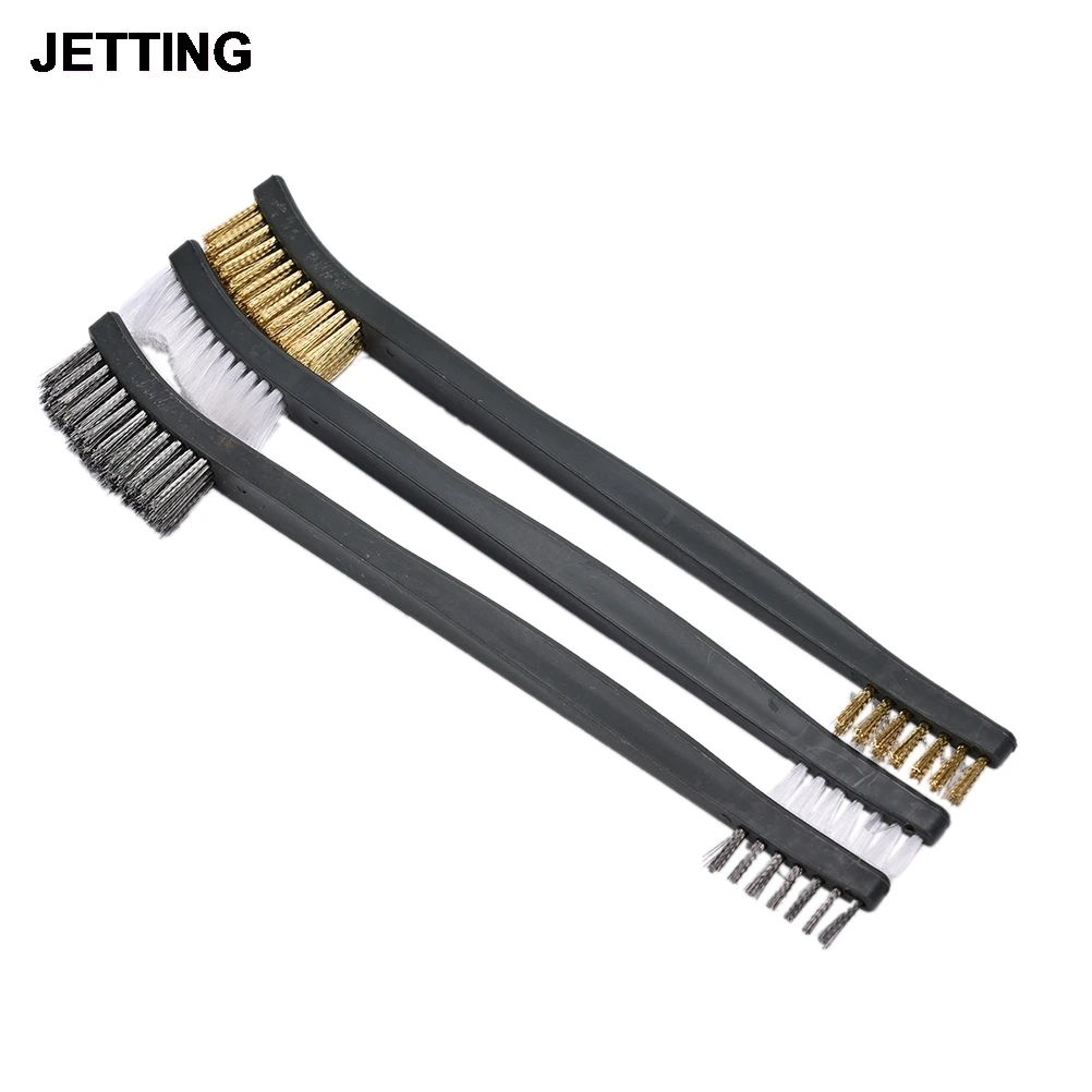 

3Pcs/set Mini Wire Brush Set Brass Nylon Stainless Steel Bristle Cleaning Tool Home Kitchen Cleaning Brush