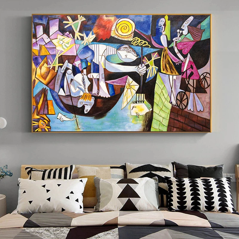 

Abstract Night Fishing At Antibes Masterpiece Reproduction Picasso Canvas Painting Poster Print Wall Art Picture for Living Room