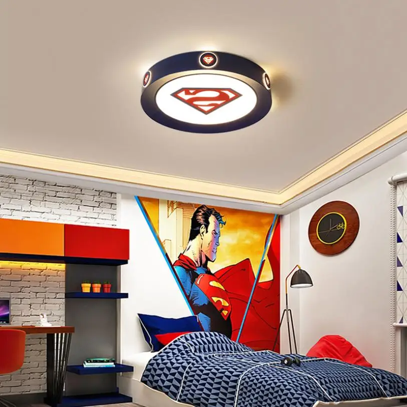 Luz de techo led moderna para habitación de niños, luz redonda rosa y azul para dormitorio de niños, iluminación decorativa para el hogar