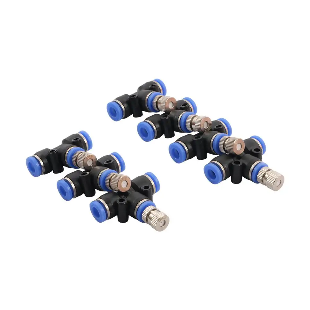 50Pcs/lot 6mm Atomization Misting Fog Nozzles with 6mm Quick Access Tee Connector Garden Landscaping Irrigation Sprayers