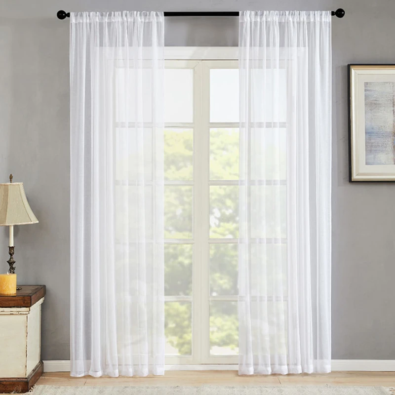 

9 Colors Customized Living Room White Tulle Curtain Translucent Gauze Sheer Curtain Bedroom Window Screening Finished Fabric