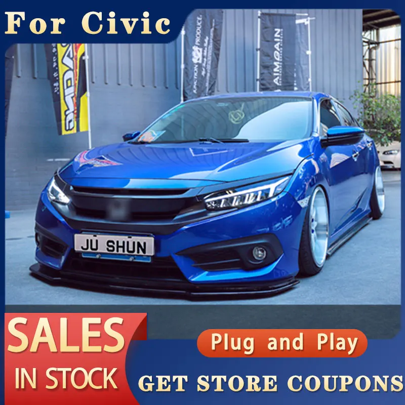 

For Honda Civic 10th gen Led head lights 2016-2021 All LED Light Source Refit Dragon Wings LED Daily Bottom Light Return
