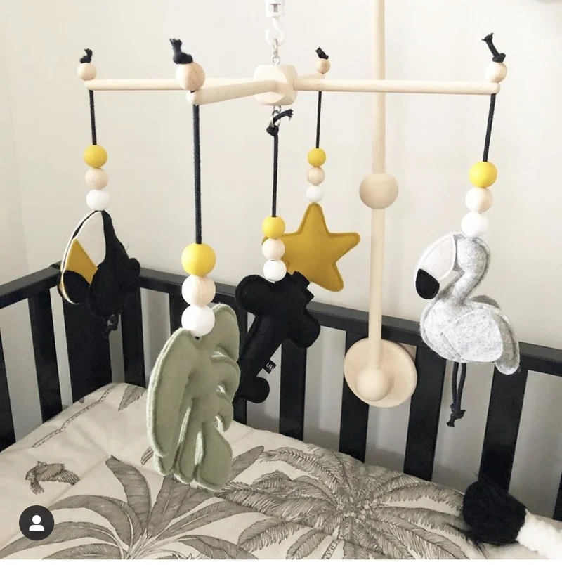 Baby room Decoration Hanging Rotating Toys Unicorn Flamingo Felt Wind Chimes Movable Ornaments Children's Room Ornaments