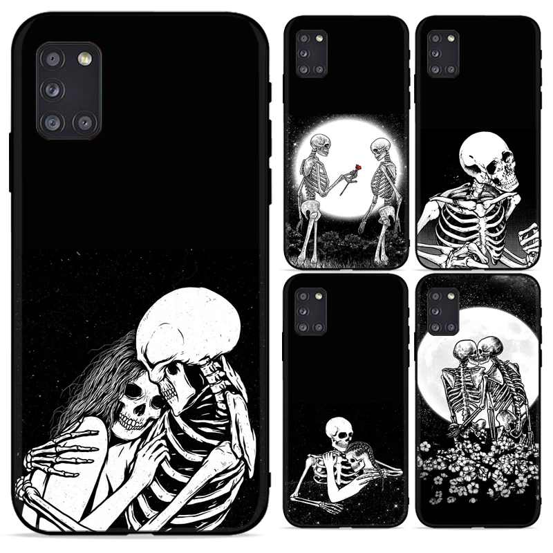 

Love For Boyfriend Girlfriend Phone Case For Samsung Galaxy A31 A32 5G Skeleton Couple Soft TPU Coque Carcasa Funda