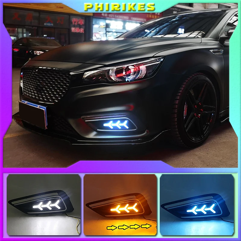 1 Pair Car LED Daytime Running Lights White Yellow Blue Running Turn signal DRL for MG6 MG 6 2017 2018 2019 2020 Fog Lamp Covers