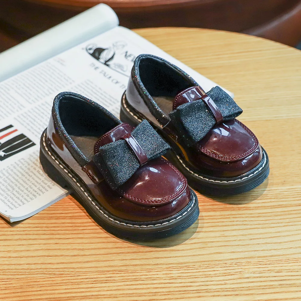 Girls' Bow PU Leather Shoes Princess Flat 2020 Spring Autumn New Children's Single Kids Soft Bottom Casual | Детская одежда и