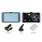 Автомобильный видеорегистратор Full HD 1080P с сенсорным экраном, 4-дюймовый видеорегистратор с двумя объективами, передний и задний видеорегистратор для вождения автомобиля