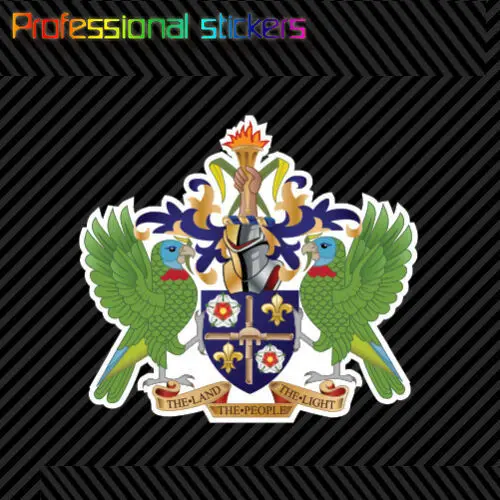 

Saint Lucian Coat of Arms Sticker Decal Self Adhesive Vinyl Saint Lucia Flag LCA Stickers for Cars, Bicycles, Laptops, Motos