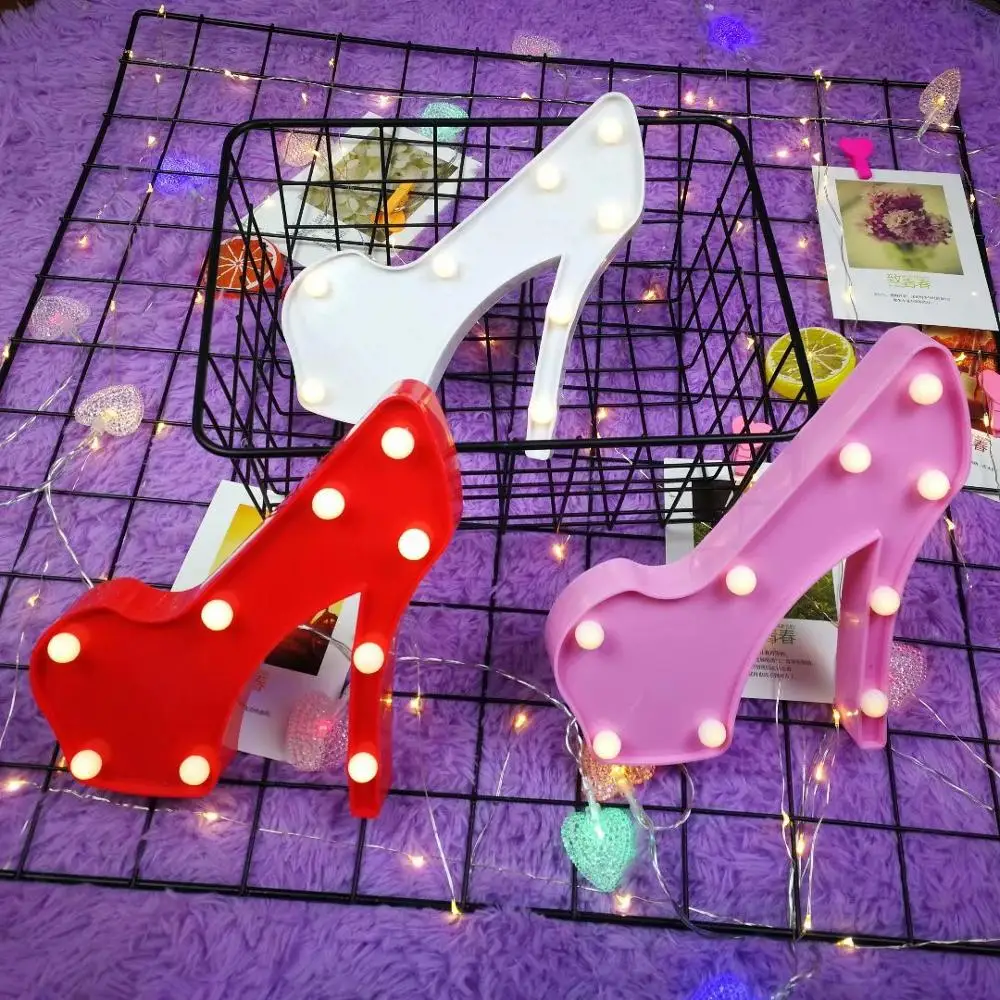

LED High Heels Lamp Fairy Garland Kids Gifts Night Lights Battery Power Girls Bedroom Holiday Decoration Valentine's Day Present