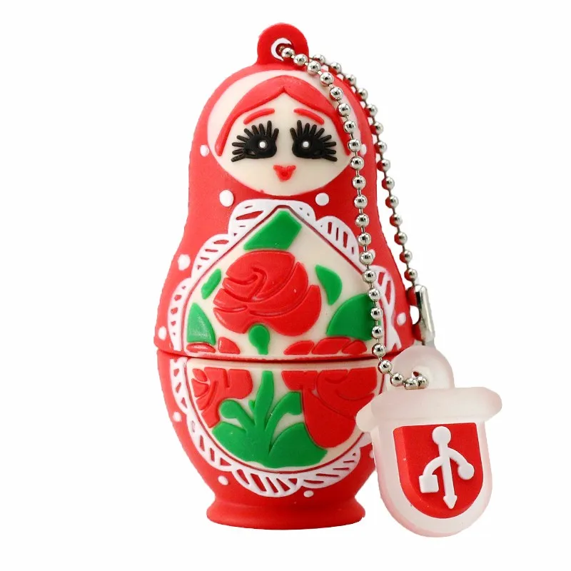 Usb флеш-накопитель, прекрасная Матрешка, USB флеш-накопитель, 4 ГБ, 8 ГБ, 16 ГБ, 32 ГБ, 128 ГБ, USB 2,0, флеш-накопитель, карта памяти, русская кукла, флешка - Цвет: Red