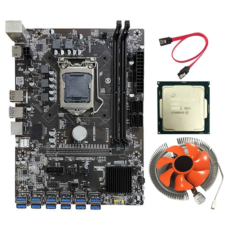 Материнская плата B250C для майнинга BTC 12 USB3.0 в графический слот PCI-E16X G3930/G3900 ЦП +