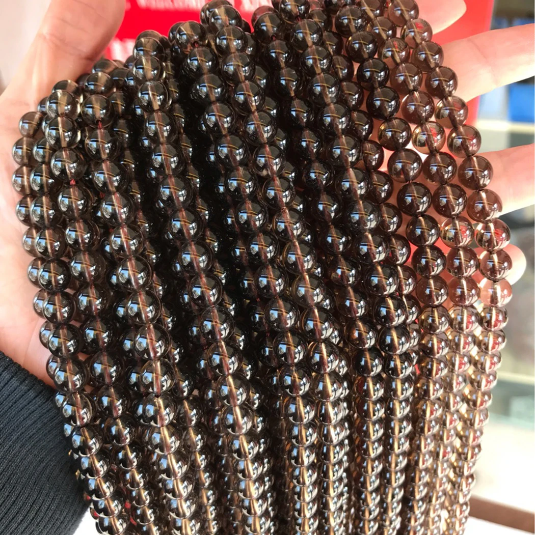 Натуральный дымчатый кварц 4-14 мм круглые бусины из драгоценного камня для