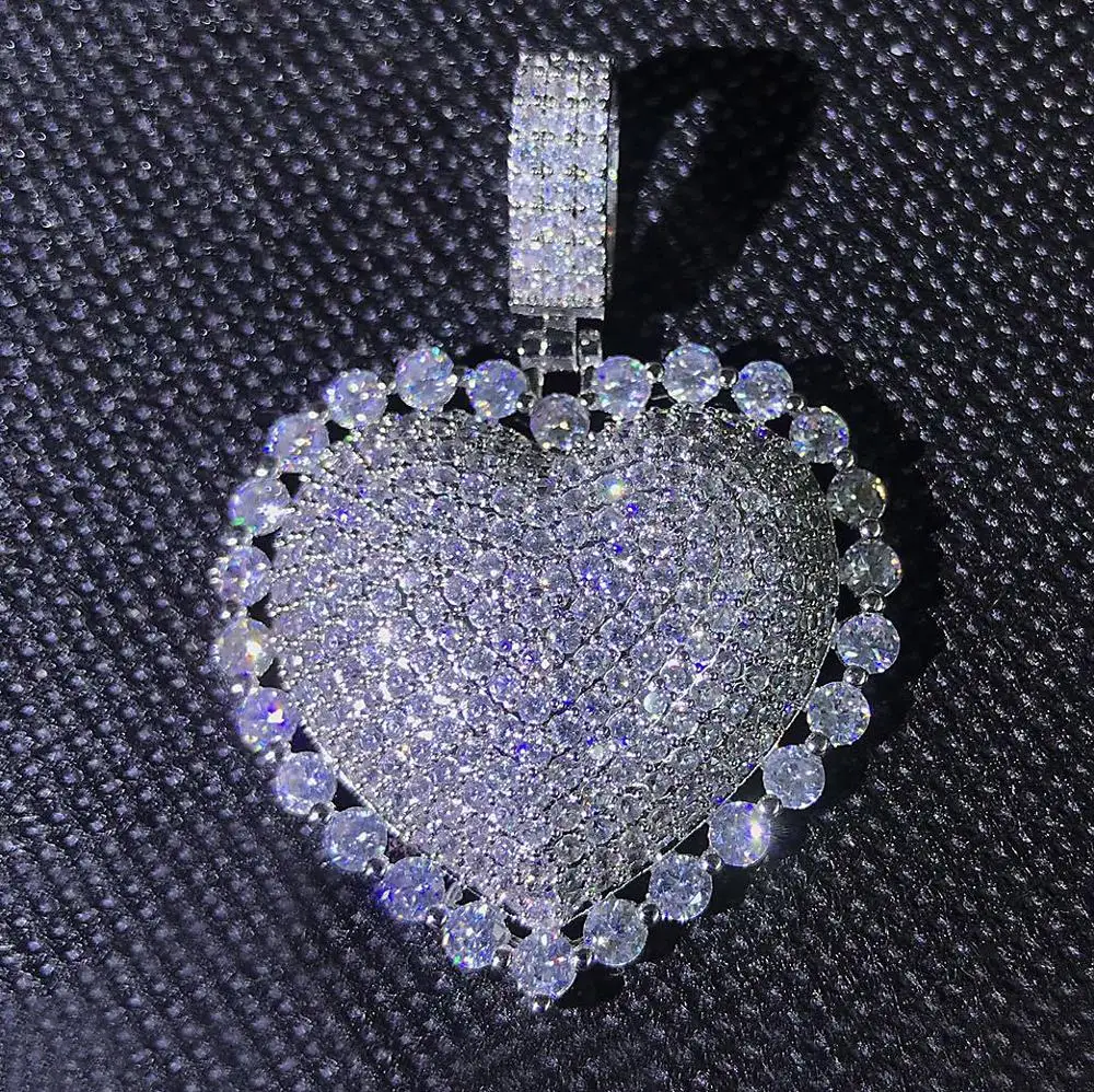 Bling льдом кулон сердце 3 Цвета AAA циркон подойдет в качестве подарка как для мужчин