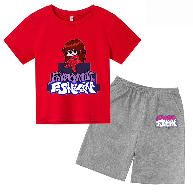 

Kids Friday Night Funkin Tshirt+Pants Boys Sets baby boy clothes anime clothes Summer clothes for boys and girls