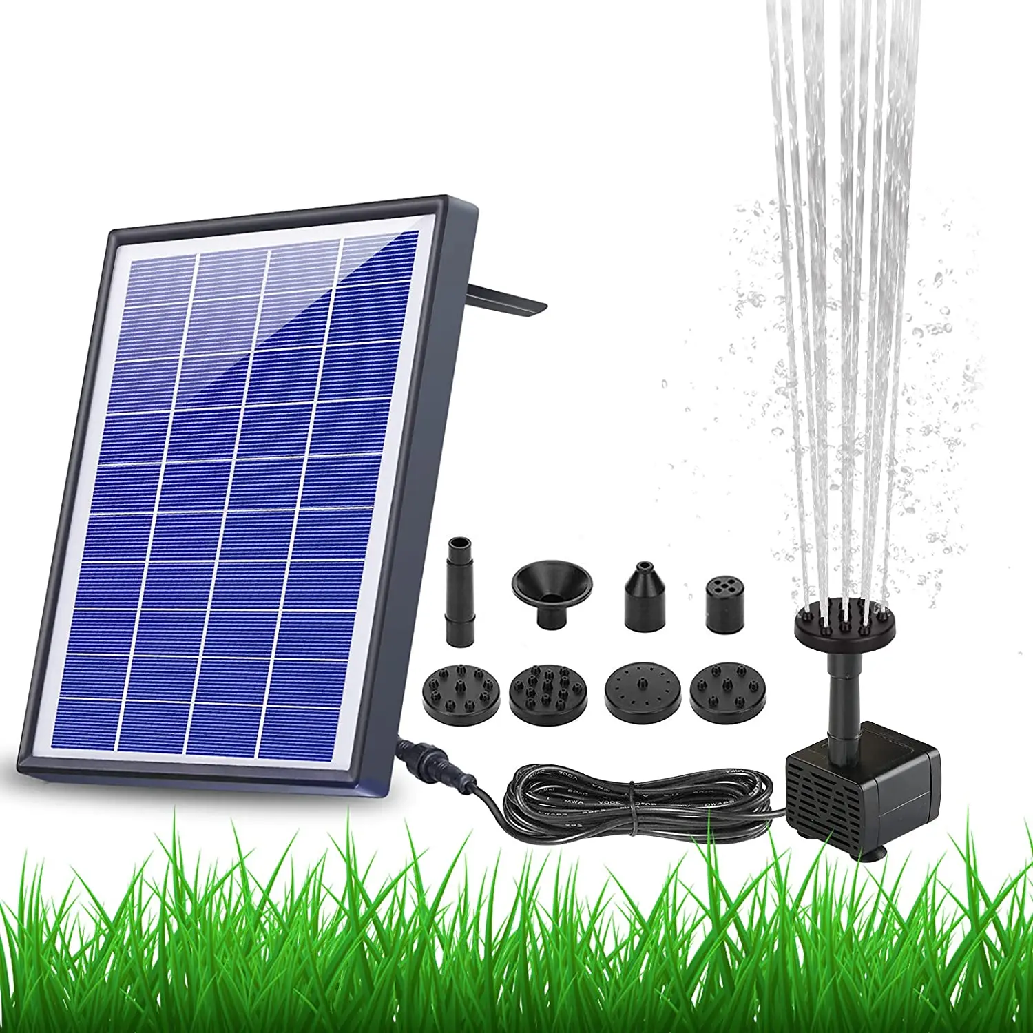 

AISITIN Solar Fountain Pump 6.5W Panel with Battery Backup Solar Water Pump Floating Fountain, 6 Nozzles, for Bird Bath