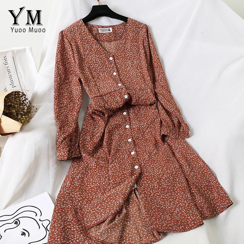 YuooMuoo винтажное длинное шифоновое платье с цветочным принтом для женщин длинным