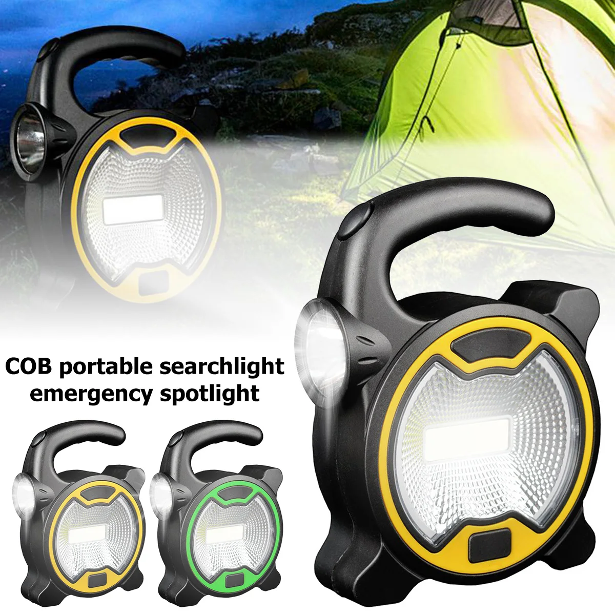 

Portable COB LED Flashlight Work Light Super Bright Spotlight Floodlight Battery Powered With Handle Outdoor Emergency Lights