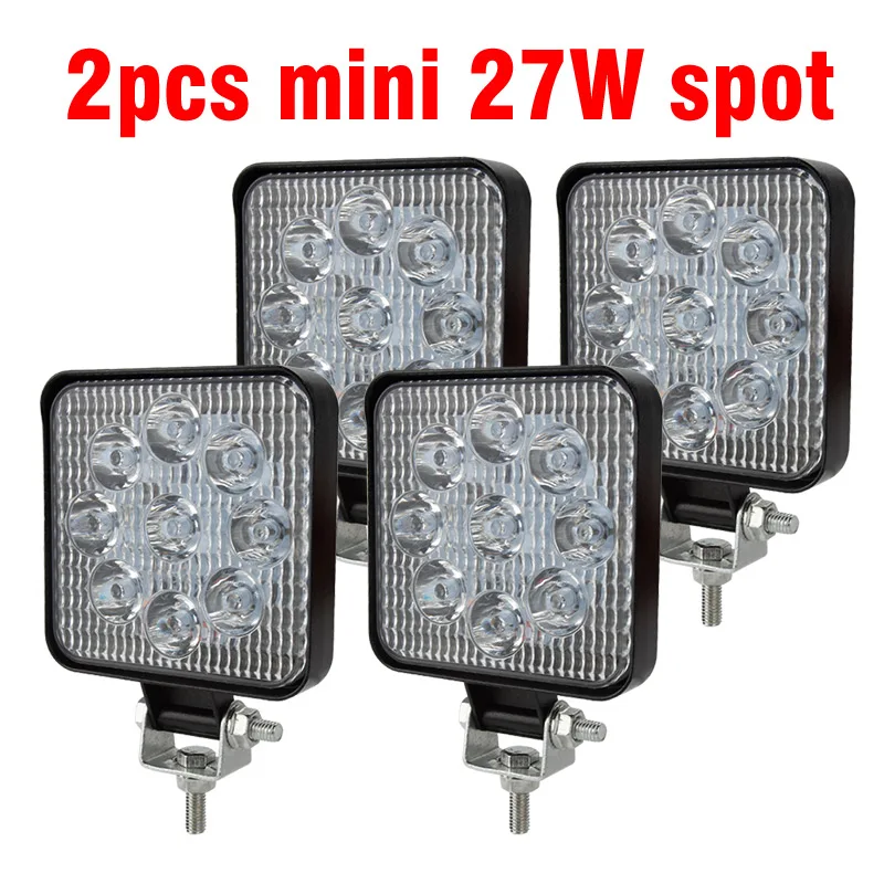 4pcs Mini 27W Spot OKEEN мини 16 светодиодный 27 Вт 48 Вт светодиодный рабочий светильник квадратный Точечный светильник 12 В 24 В внедорожный светодиодный светильник для грузовика внедорожный 4X4 4WD автомобиль внедорожник ATV - Цвет: 4pcs Mini 27W Spot