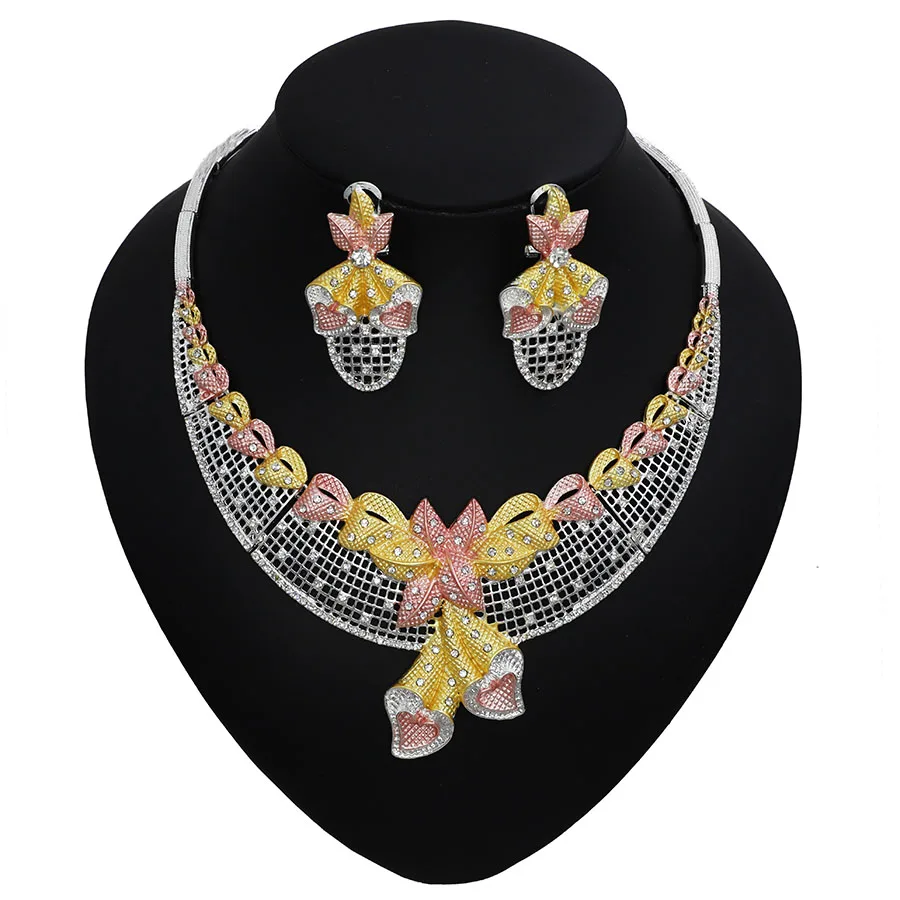 Женский комплект ювелирных изделий TSROUND серьги с цветком и бантом из кубического