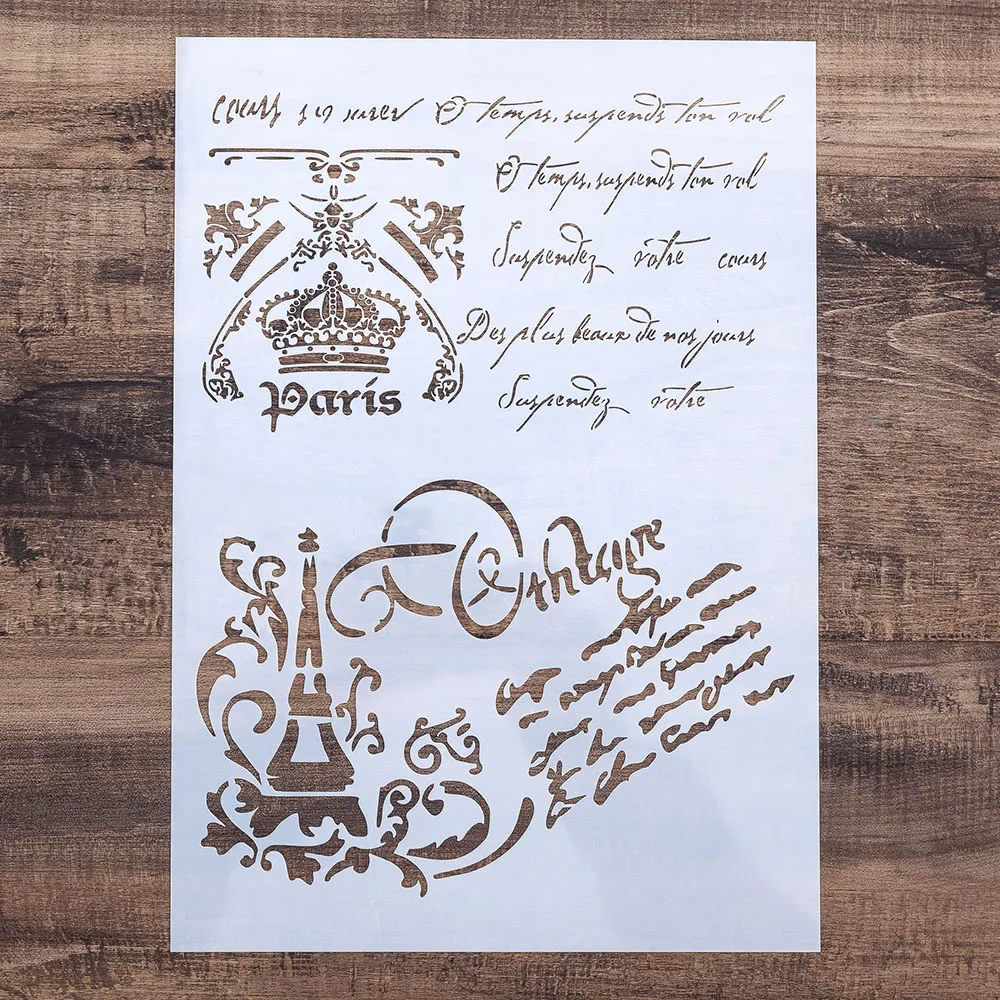 

Трафарет A4 A3 A2 с французскими буквами для настенной живописи, «сделай сам», для скрапбукинга, фотоальбома, карточек, изготовления, ремесло, д...