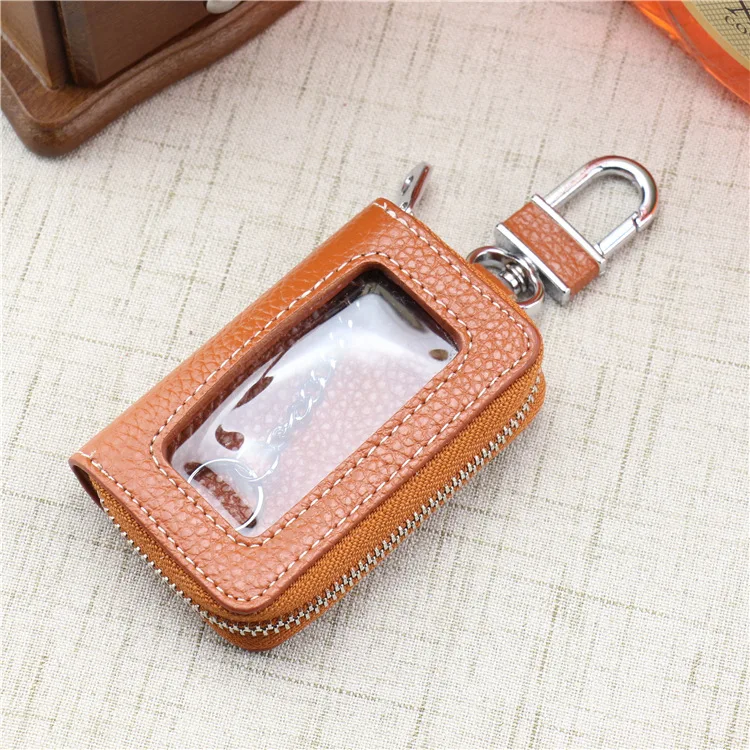 Open sunroof leather car key bag cowhide ring lychee pattern household for men and women | Багаж и сумки