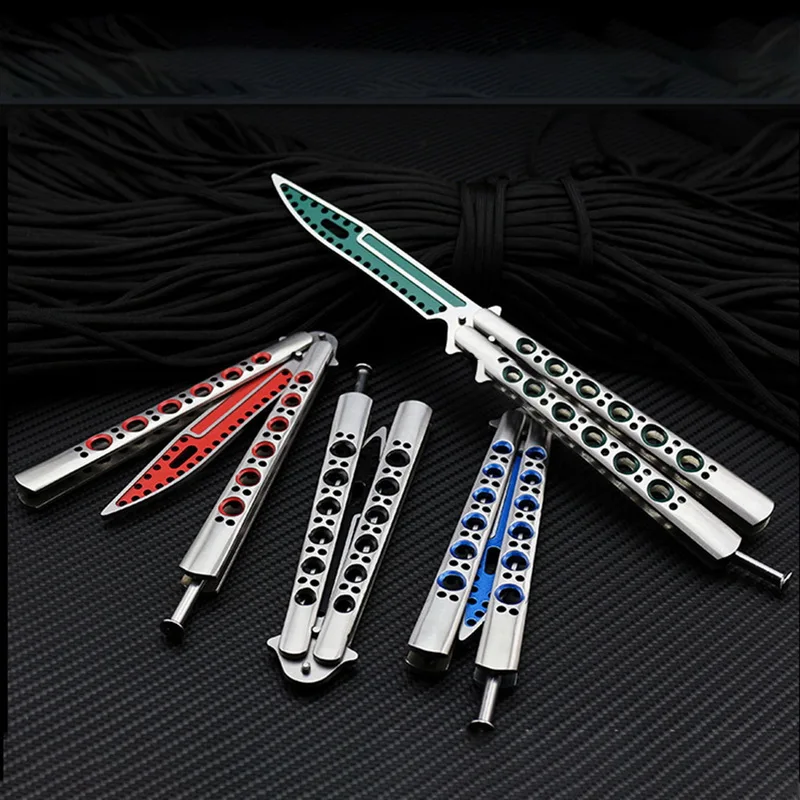 Складной нож бабочка тренировочный из нержавеющей стали открытый для