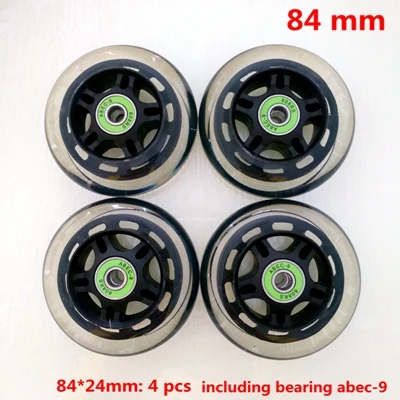 Колесо для скоростного бега на роликах 84 мм PU материал 85 A ABEC-9 abec-7 - Цвет: black 84 4pcs