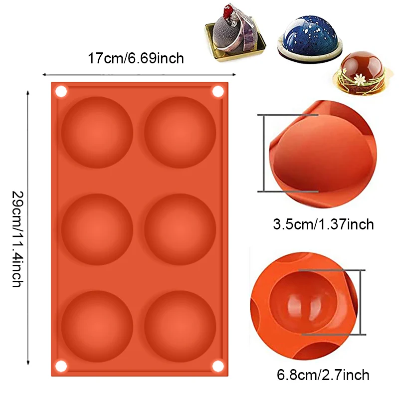 Half ball sphere silicone cake mold set – perfect for decorating and making chocolate treats