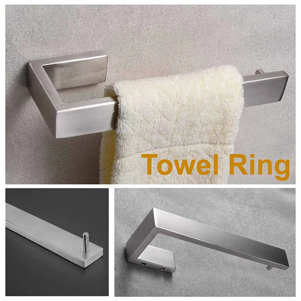 Towel Ring Матовый SUS 304, нержавеющая сталь, набор аксессуаров для ванной комнаты, полотенце-бар, кольцо для полотенец, держатель для туалетной бумаги, крючок для халата, аксессуары для ванной комнаты - Цвет: Towel Ring
