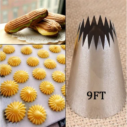 

#9FT Large Icing Piping Nozzles Russian Nozzles Pastry Tips Cookies Cake Decorating Tools Tips Cream Fondant Pastry Nozzles