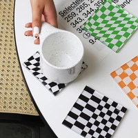 cutelife ins acrylic lattice square decoration coaster nordic heat resistant coffee cup mat dining kitchen table accessories mat