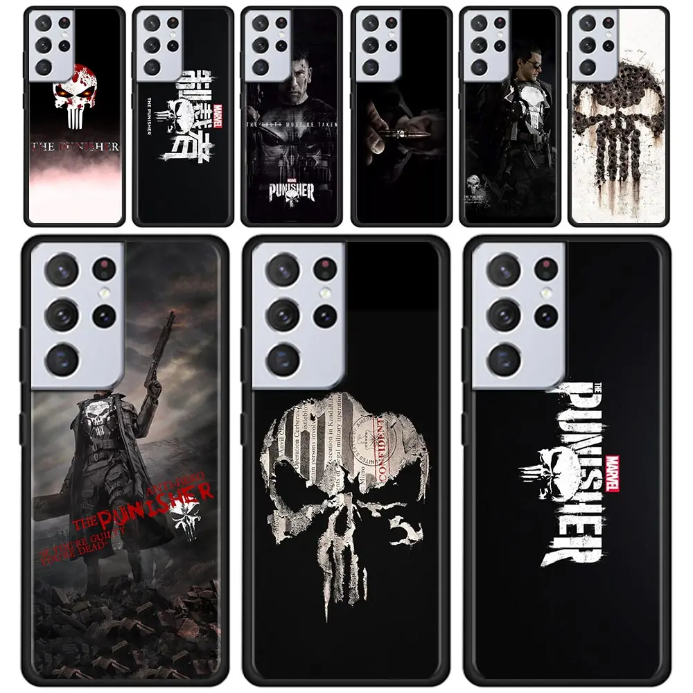 

Phone Case For Samsung Galaxy S21 S20 Ultra FE S10 Lite S9 S8 Plus S7 Edge Black Capa Silicone Fundas Marvel Punisher Man