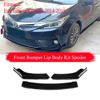 3psc front bumper spoiler protector plate lip body kit surface car decorative strip chin shovel for toyota corolla 2014 2018