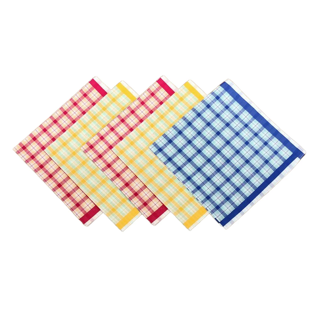 

5x Ladies Plaid Hankies Date Party Wedding Handkerchiefs 100% Cotton Hanky