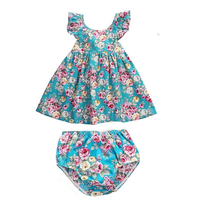 Бальное платье с оборками на рукавах для детей 0-4 лет Платья цветочным принтом