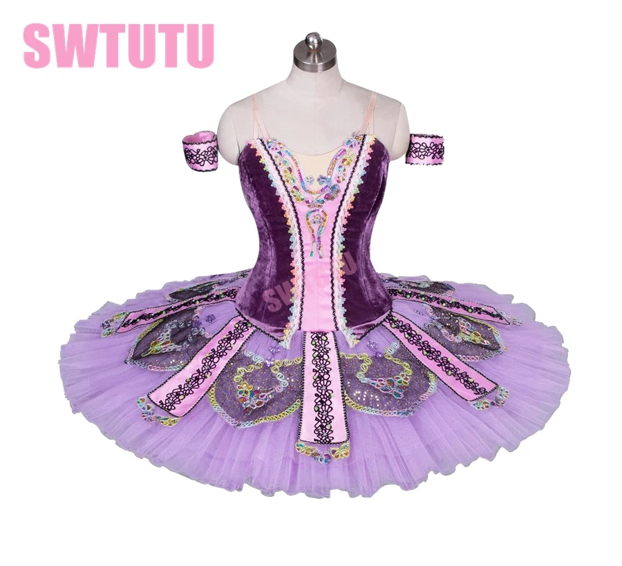 

Фиолетовая классическая балетная пачка с вельветовой юбкой; балетная юбка-пачка; профессиональная балетная пачка; BT9033