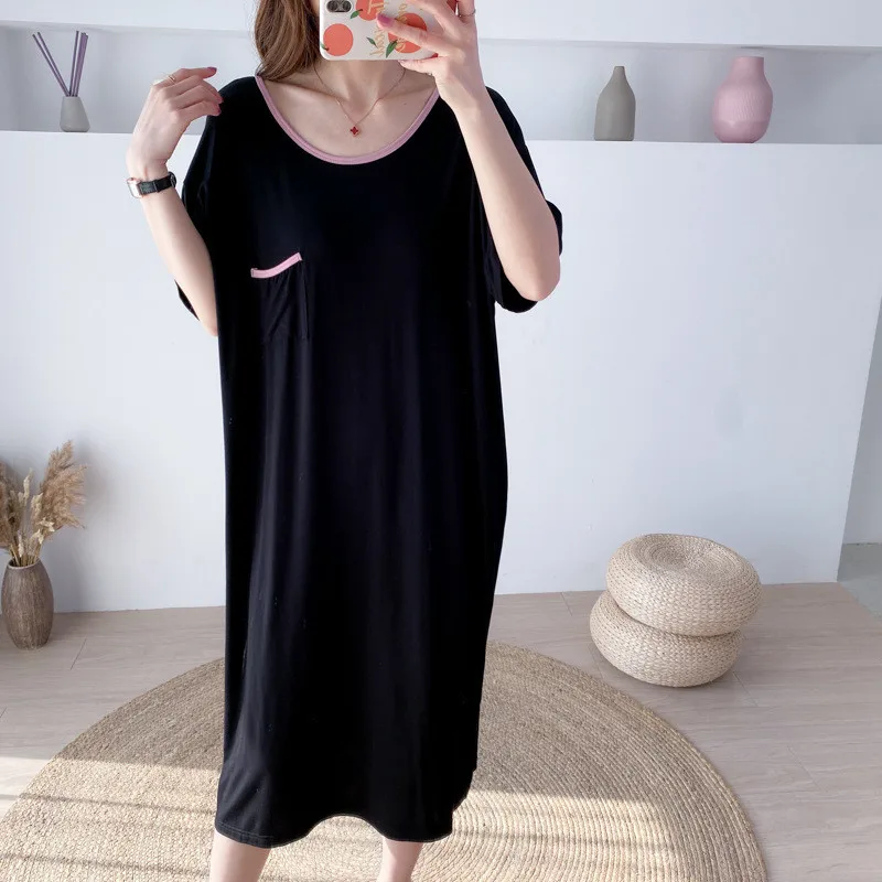 Net Red Summer Nightgowns For Women Casual Modal Cotton Sleepwear Loose Ladies Night Dress Sexy Backless Nightshirt L-3XL