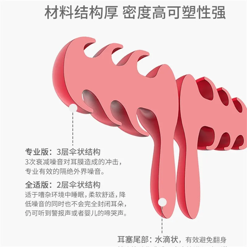 

2 Pairs/Pack Anti-Noise Ear Plug Sound Insulation Ear Protection Earplugs Sleeping Plugs Waterproof Silicone Swim Earplugs Soft