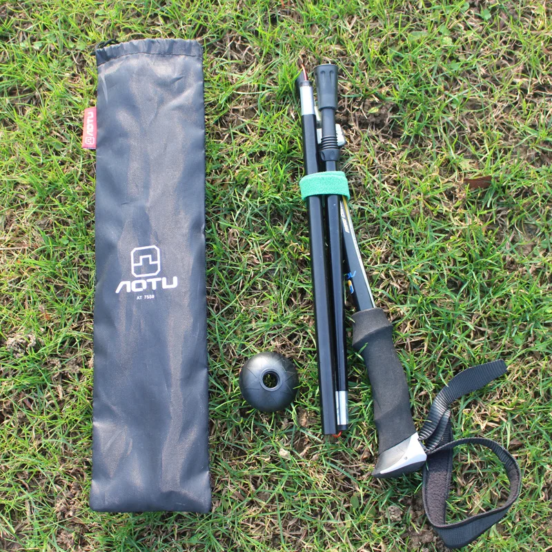 

Hot Sale Outdoor Folding Trekking Pole Aluminum Alloy Cane Camping Ski Mountaineering Multifunctional