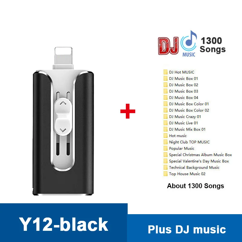 Y12-USB3.0-B-DJ 3 в 1 OTG USB флеш-накопитель Флешка 3,0 16 ГБ 32 ГБ 64 ГБ 128 ГБ флеш-накопитель для iphone 8 7 Plus 6 6s Plus 5s ipad карта памяти ФЛЕШКА usb c flash флешка мини small usb drives - Цвет: Y12-USB3.0-B-DJ