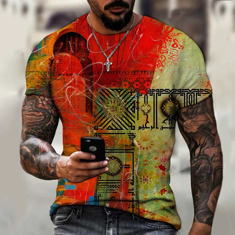

Футболка мужская с 3D-принтом граффити, дышащая уличная футболка для отдыха и занятий спортом, фитнесом, с круглым вырезом, оверсайз, лето 2021