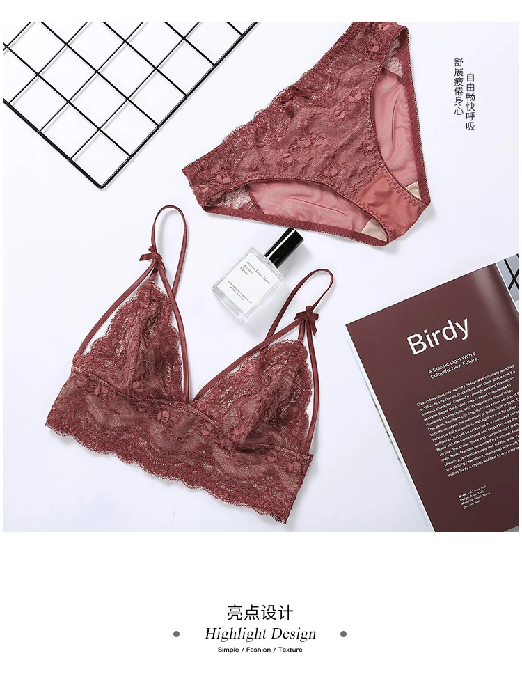 LILYMODA, треугольная чашка, женский сексуальный кружевной бюстгальтер, ультра тонкий бюстгальтер, наборы бюстгальтеров, женское нижнее белье, винтажное, красное, серое, черное
