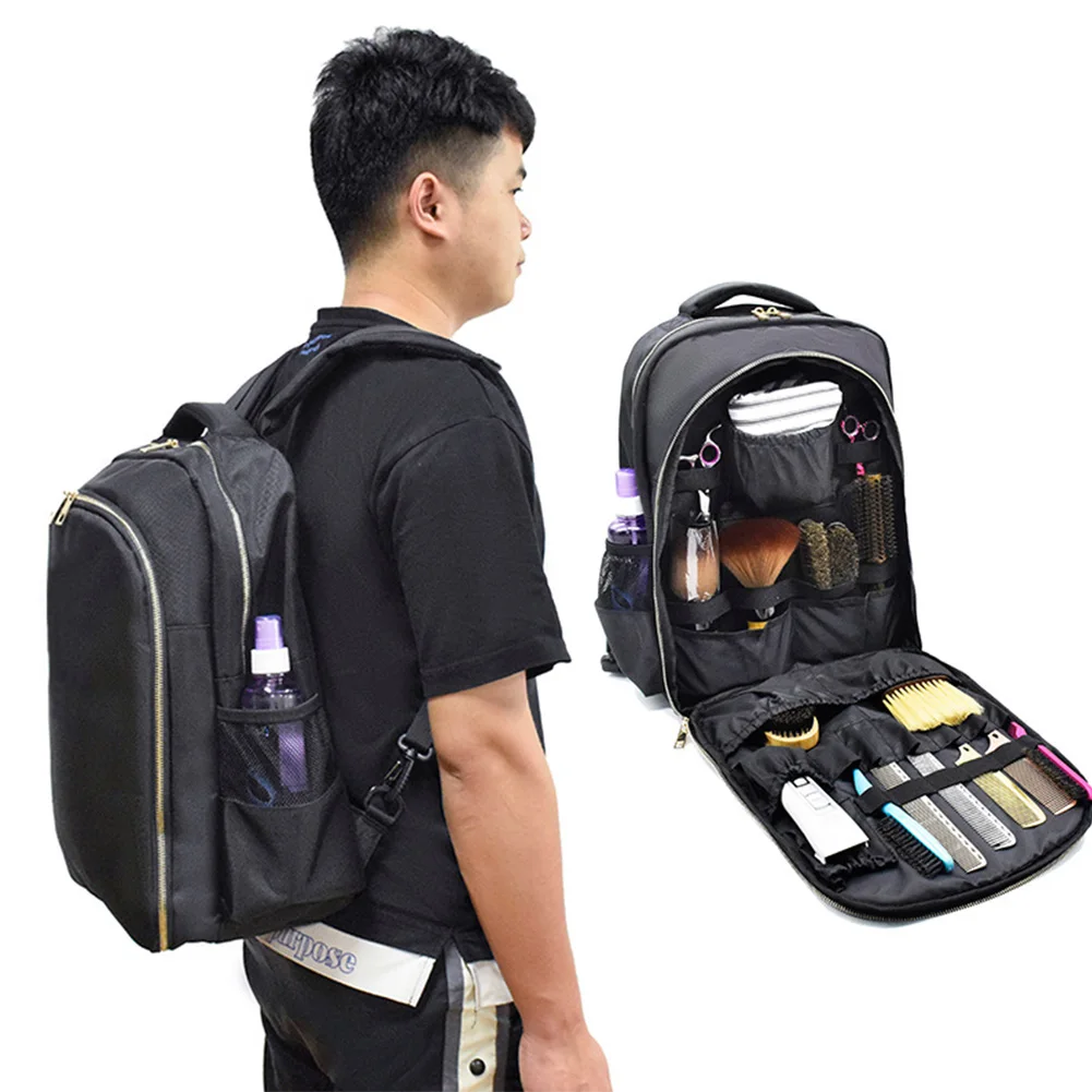 

Barber Backpack Large Capacity Carrying Hairdressing Tool Bag Salon Outdoor Travel Cosmetic Organizer Storage Zipper Closure
