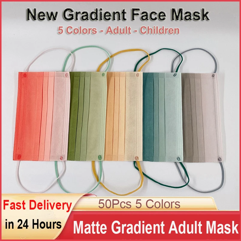 50 шт. одноразовые маски для лица взрослых с принтом | Аксессуары одежды