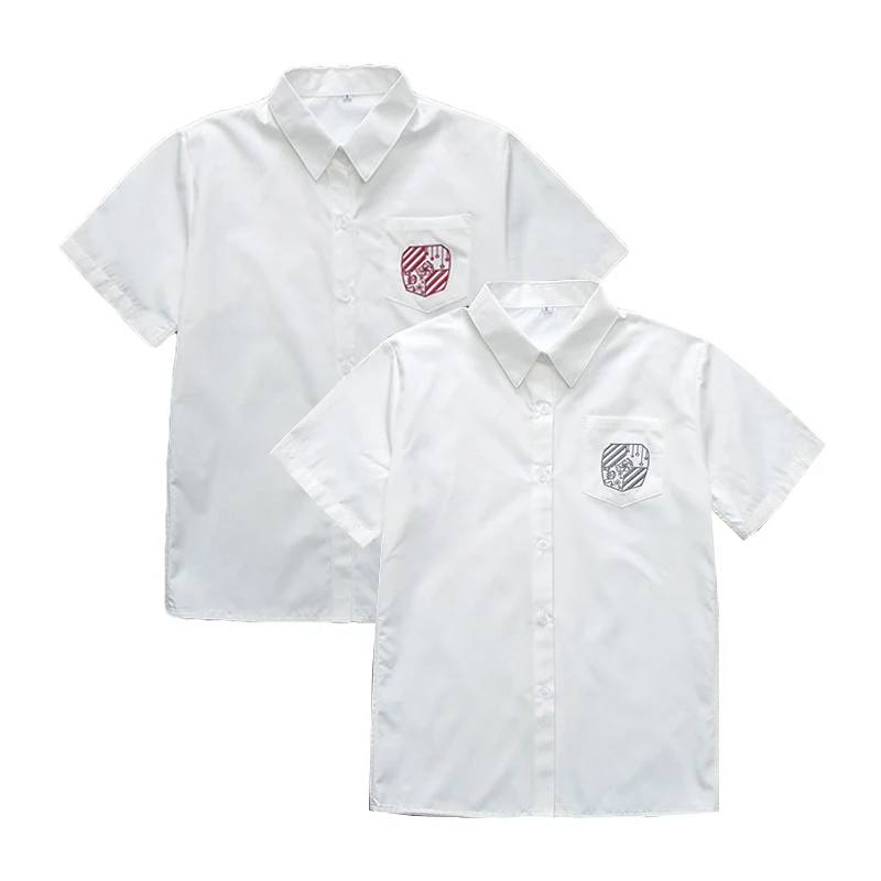 

[Sakura Rain] Women Summer Slim V Neck Shirt White Embroidery Tops JK School Uniform Blouses Student Clothes